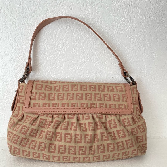 Vintage FENDI dusty pink monogram canvas Y2K 90s shoulder bag - Picture 6 of 11